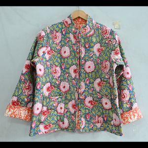 Chaqueta corta de algodón Vintage india para mujer, prendas de vestir de invierno con estampado Floral a mano, botón, acolchado ligero, cómodo - Product Image 2