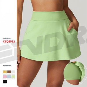 Nouveaux shorts de sport plissés pour femmes avec poches jupe de fitness et haut de tennis ensemble vêtements de sport anti-éblouissement tenue deux pièces - Product Image 4