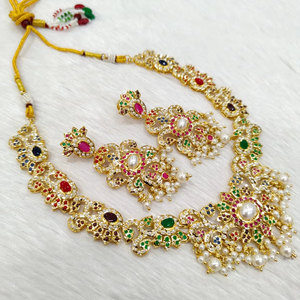 ชุดสร้อยคอและต่างหูสำหรับผู้หญิงชุดเครื่องประดับอินเดียสดใสชุดสำหรับงานแต่งงานและโอกาสพิเศษ - Product Image 1