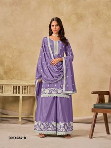 Traje Salwar de Seda Chinnon con Bordado Especial para Eid, Compra en Línea en India al Precio Más Bajo, Fabricante de Moda Femenina - Product Image 4