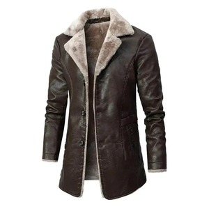 Vêtements de luxe en cuir véritable fermeture à double boutonnage manteaux à manches longues costumes et blazer pour hommes - Product Image 1