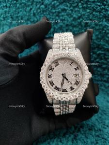 Montre-bracelet de luxe VVS Moissanite avec diamant Moissanite avec cadran de forme ronde et mouvement automatique entièrement glacé de style Hip Hop pour hommes et femmes - Product Image 2