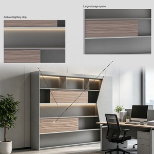 Armadio <span class=keywords><strong>da</strong></span> <span class=keywords><strong>Ufficio</strong></span> Modulare Sostenibile Moderno Grigio, Estetica Minimalista Calda, Armadio <span class=keywords><strong>da</strong></span> <span class=keywords><strong>Ufficio</strong></span> Moderno in Legno Grigio con LED - Product Image 5