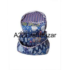 Wholesale 3-Piece Large Capacity Hand Block Printed Cotton Vanity Set Zipper Waterproof Wash Bag Durable Reusable <b>Makeup</b> Sets - Product Image 5