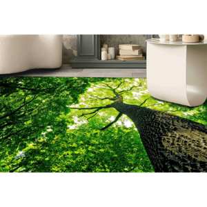 Tapis imprimé paysage arboré vert: style farmhouse, moderne, extérieur, tapis en chenille - Product Image 2