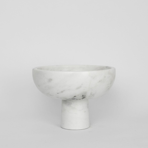 Elegant White Natural Marble Scalloped <b>Pedestal</b> Decorative Fruit Bowl Hand Carved Home Decor Centerpiece For Luxury <b>Tables</b> - Product Image 4