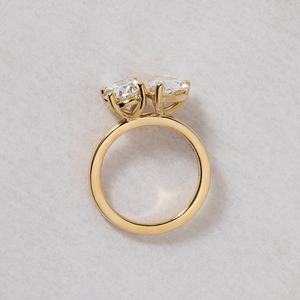 Anillo de Moissanita con Doble Piedra Ovalada en Forma de Pera, Directo de Fábrica, Oro de 10K, 14K, 18K, Regalo de Compromiso, Promesa, Aniversario, Envío Incluido - Product Image 6