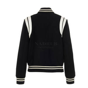 Chaqueta universitaria cálida para mujer con forro acolchado y botones a presión Chaqueta universitaria personalizada para mujer con opciones de color personalizadas - Product Image 2