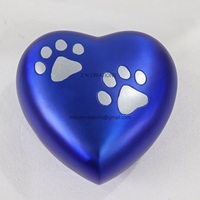 Urne funéraire moderne en aluminium gravée en forme de cœur pour animaux de compagnie, bleue, mini, artisanale, pour cendres, petite, souvenir
