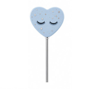 Heart Shape Handheld Makeup Mirror With Starry Sky And Lashes Design Blue <b>Plastic</b> Frame Chrome Handle Single Side - Product Image 2