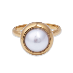 Anillo de Cóctel CUCOCUCA YHL R40 para Mujer, Chapado en Oro con Perlas, Acero Inoxidable, Forma de Bola, Moderno, para Uso Diario o Moda Otoño-Invierno - Product Image 1