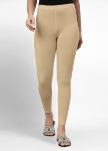 Trendmalls Leggings courts extensibles en coton élasthanne super peigné avec ceinture ultra-souple pour femme (WL02-Beige) - Product Image 2