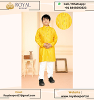 Desi Look Séquence Brodé Doux Coton Festif Porter Enfant Kurta Payjama