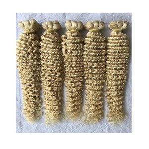 Indian Remy Virgin 613 Deep Curly Machine Weft Long Length Soft Blonde Cambodian Human Raw Brazilian Ventas al por mayor Bundle's Hair's - Product Image 1