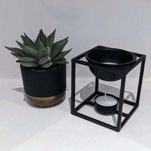 Customised Low MOQ Nordic Style Wax Melt Burner <b>Essential</b> <b>Oil</b> burner Modern <b>Diffuser</b> Housewarming Gift Aroma <b>Diffuser</b> Black Matt - Product Image 6