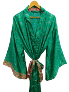 Chemise de soirée en soie kimono pour femme, multicolores, vêtements de maison doux, chemisier en soie multicolores, robe courte kimono, taille unique, longue - Product Image 2