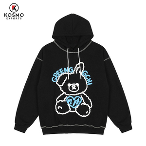 เสื้อฮู้ดผ้าฟลีซเนื้อหนัก 100% ผ้าฝ้าย ระบายอากาศได้ดี ดีไซน์กระเป๋าพิมพ์ลาย 3 มิติ คุณภาพสูง ทรงโอเวอร์ไซส์ พิมพ์ลายตามสั่ง - Product Image 2