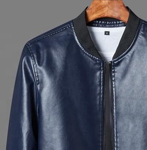 Derniers modèles Vestes en cuir pour hommes Conceptions personnalisées Oem Vestes en cuir teintées de couleur unie avec fermeture à glissière Vestes de style bombardier - Product Image 5