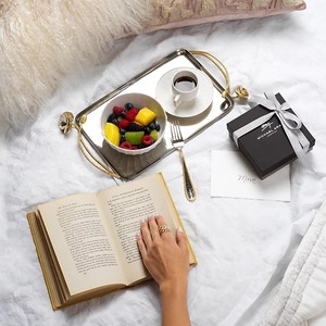 Plateau de service moderne avec poignée plateau en aluminium poignée en fer pour la maison jardin ferme maison lit chambre table à manger et autres - Product Image 2