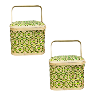 ตะกร้าไม้ไผ่สานมือตะกร้าเก็บผลไม้และตะกร้าหวายลายดอกไม้ - Product Image 1