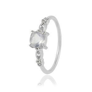 Anillo de Plata de Ley 925 con Cuarzo Rosa y Circonitas, Joyería Elegante para Fiesta, Unisex, con Engaste de Puntas, Ideal para Regalo - Product Image 2