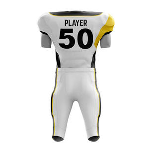 Ventes en gros d'uniformes de football américain 100% polyester, ensembles d'uniformes d'équipe personnalisés, manches courtes, respirants, été, évacuation de l'humidité - Product Image 6
