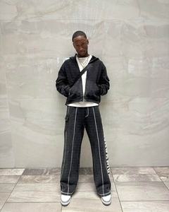 Sweatsuits 2pcs Jogging <b>Suits</b> Zip up Applique Embroidery Cotton Acid Wash Tracksuit Cargo Flare Sweatpants and Hoodie Jogger Set - Product Image 2