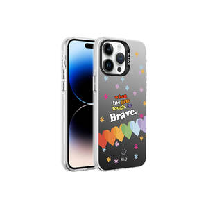 Coque rigide argentée à motif cœur de luxe Netzy pour iPhone 14 Pro Max - Coque arrière de protection élégante électro-plaquée pour 7 Plus Plus - Product Image 1