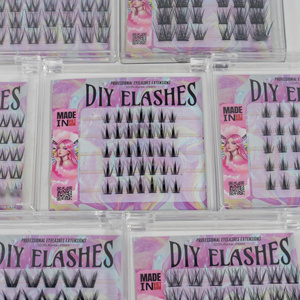 Pestañas Postizas en Racimo con Curvatura C, Hechas a Mano con Cabello Sintético Pre-encolado, 14 mm, 0.07 mm, Ultra Suaves, NBT-QC-01 (BC) - Product Image 5