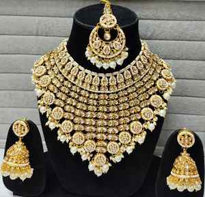 Tendance bijoux indiens collier de mariée traditionnel avec plaqué or Anti-ternissement indien femmes bijoux en gros personnaliser - Product Image 1