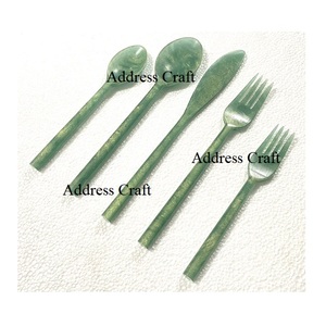 Résine finie brillante 5 pièces ensemble de couverts vaisselle réutilisable ensemble de couverts en résine lavage à la main nourriture sûre résine couverts ustensile de cuisine - Product Image 1