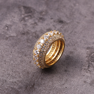Anillo de Eternidad con Incrustaciones de Moissanita Estilo Hip Hop, Tono Dorado, Anillo de Lujo para Hombre y Mujer, Anillo de Declaración, Regalo para Fiesta o Boda - Product Image 5