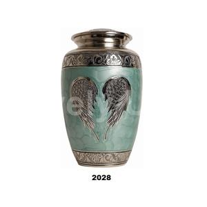 Urna para adultos de cremación de aluminio con alas angulares grabadas para cenizas humanas con bolsa de terciopelo gratis - Product Image 1