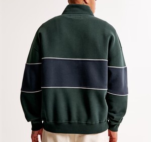 เสื้อสเวตเตอร์ผ้าจั๊มเปอร์แบบสวมศีรษะสำหรับผู้ชายผ้าคอตตอนพิมพ์ลายนูน1/4ควอเตอร์ไซส์ใหญ่พิเศษ100% งาน OEM ตามสั่งแบบ3D - Product Image 3