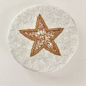 Sous-verre festif en perles de rocaille brodées pour table de fête, sous-verre traditionnel en perles de rocaille brodées aux couleurs riches - Product Image 1