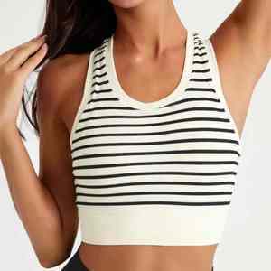 Sujetador para correr con estampado de rayas de alta elasticidad para mujer 2025, sujetador sin mangas transpirable para exteriores - Product Image 6