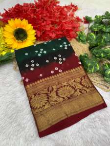 Nuevo último Sari pesado con mano Daing con seda de algodón La mejor calidad Siempre la primera vez Limpieza en seco saris ropa de fiesta - Product Image 2