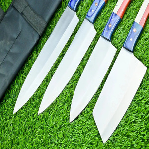 Ensemble de couteaux de cuisine 5 pièces faits à la main Lame en acier inoxydable D2 Utilitaire Tranchage Cleave Filet Paring Manche en os de bois - Product Image 3