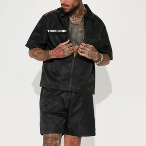 2025 personnalisé blanc contraste couleur Jogging costume ensemble court en Nylon coupe-vent Shorts ensemble hommes deux pièces coupe-vent Shorts ensemble - Product Image 1