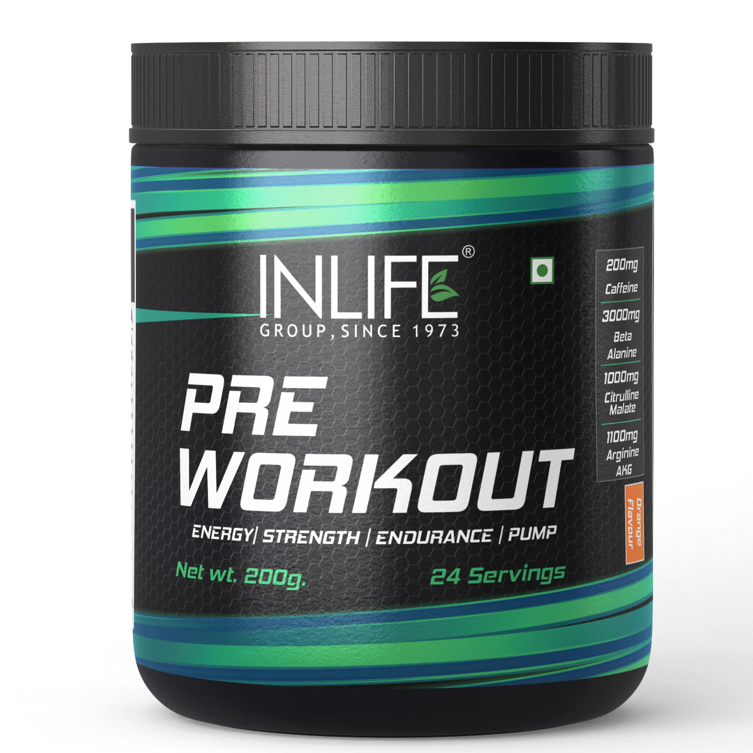 INLIFE Supplément pré-entraînement avec caféine citrulline arginine AAKG b-alanine créatine taurine bétaïne anhydre pour hommes et femmes