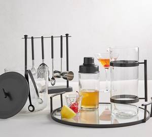 Ensemble d'outils de bar en acier inoxydable noir moderne avec support, kit de fabrication de cocktails professionnel, durable, élégant, essentiel pour le bar à domicile - Product Image 3