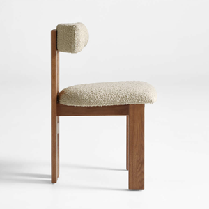 Chaise de salle à manger de haute qualité cadre en bois massif couleur marron finition tissu crème pour la maison hôtel Restaurant chaise de salle à manger - Product Image 3