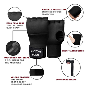 VARNO SPORTS Gants intérieurs en gel pour hommes, bandes de maintien pour les mains de 75 cm, sangles de poignet rembourrées en gel, protection sous les mitaines pour la boxe, le Muay Thai, le MMA - Product Image 4