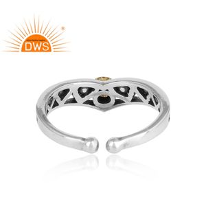 แหวนอัญมณีซิทรีนธรรมชาติปรับได้ดีไซน์แบบแฮนด์เมดผลิตจากเงินออกซิไดซ์ - Product Image 5