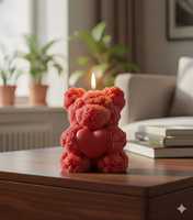 Bougie en forme d'ours en peluche personnalisée avec boîte/étiquette, bougie parfumée de luxe, étiquette personnalisée, cadeau de retour d'anniversaire, Saint-Valentin