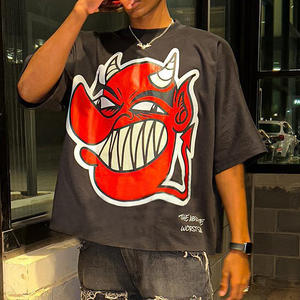 Camisetas de algodón 100% unisex de alta calidad con hombros caídos gruesos, camisetas gráficas de gran tamaño, camisetas de peso pesado Boxy recortadas sólidas para hombres - Product Image 1