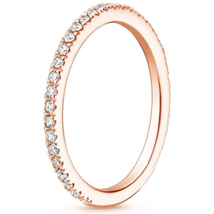 Bague de mariage minimaliste à diamants de laboratoire taille ronde, la plus vendue, en or rose 14 carats, fine alliance éternité 3/4 pour bague de fiançailles - Product Image 2
