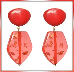 Personalizable Verano Acero Inoxidable Chapado en Oro Resina Flor Gota Pendientes Moda Color Caramelo Diseño - Product Image 5