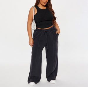 Pantalons larges décontractés pour femmes, en polyester/coton, écologiques, respirants, coupe-vent, de haute qualité, 360 GSM, impression de logo personnalisée - Product Image 1