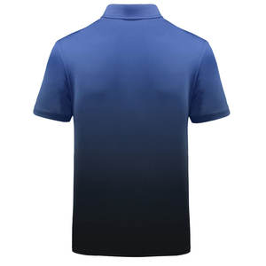 Polo personnalisé pour homme |   Tee de golf imprimé dégradé bleu et noir |   Vêtements de sport en gros, hauts à sublimation géométrique à pois - Product Image 3